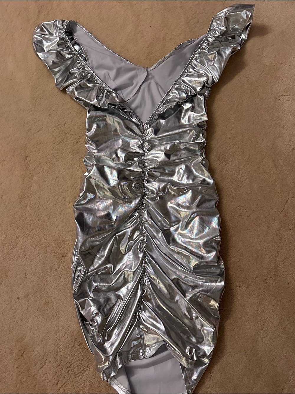 SHEIN Silver Metallic Dress with - Picture 2 of 3